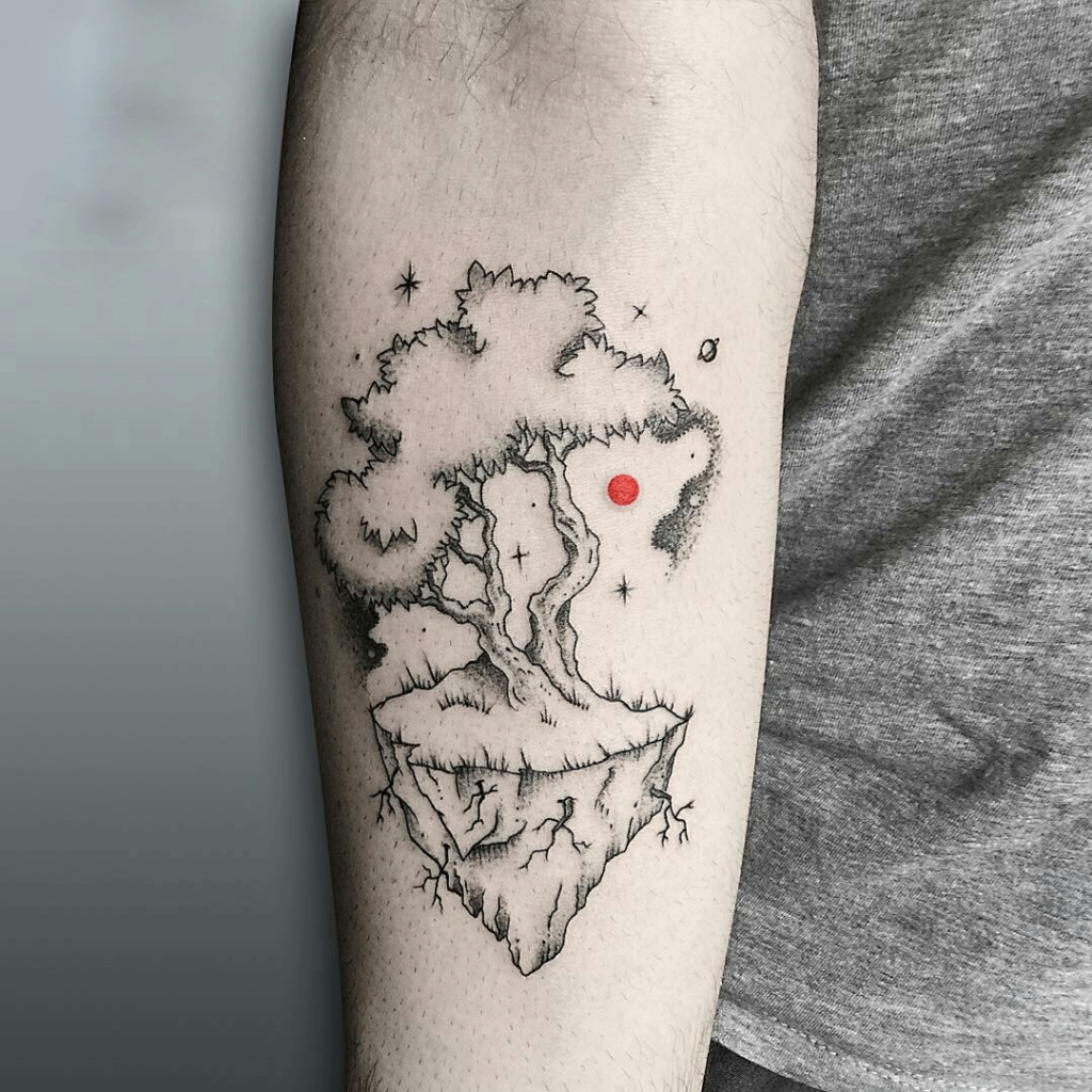 Bonsai tree tattoo on forearm 