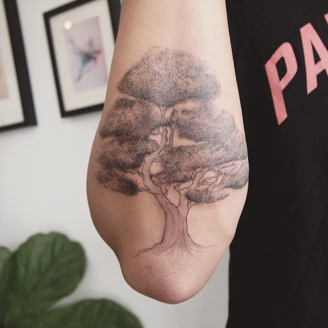 Bonsai tree tattoo on forearm 