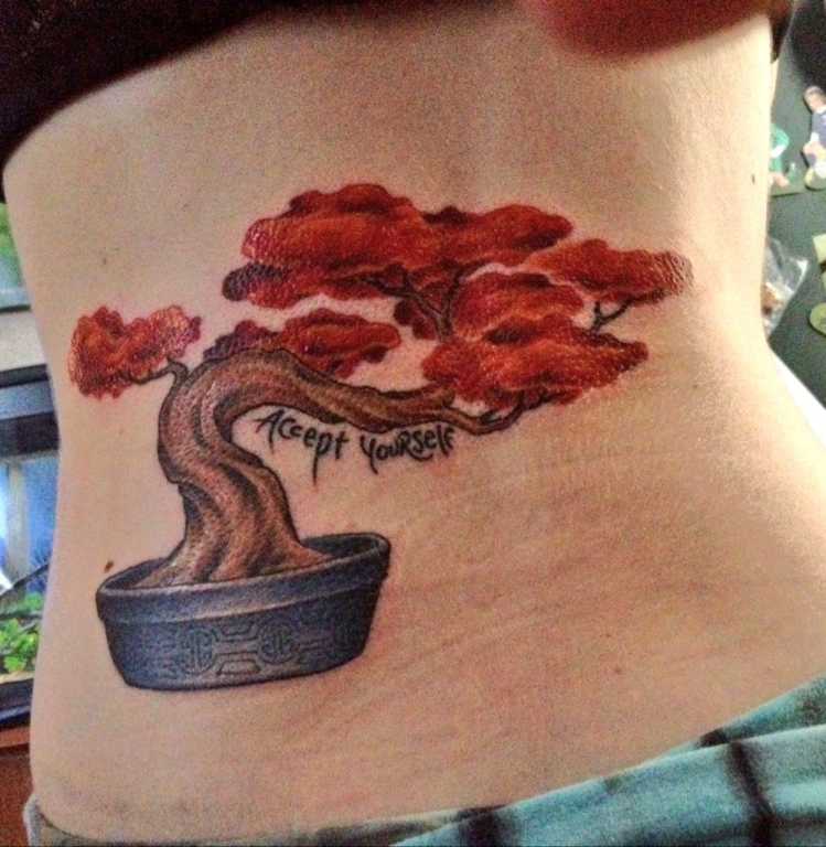 Bonsai tree tattoo on side