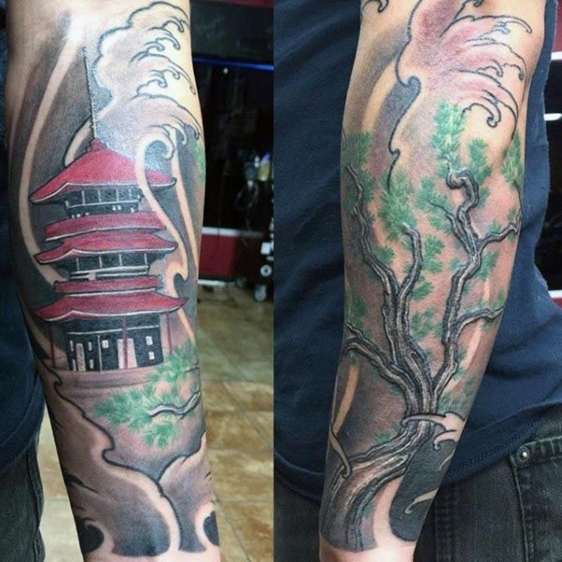 Bonsai tree tattoo sleeve 