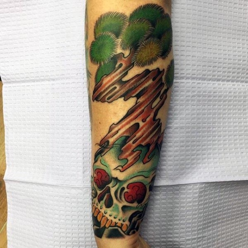 Bonsai tree tattoo hand sleeve