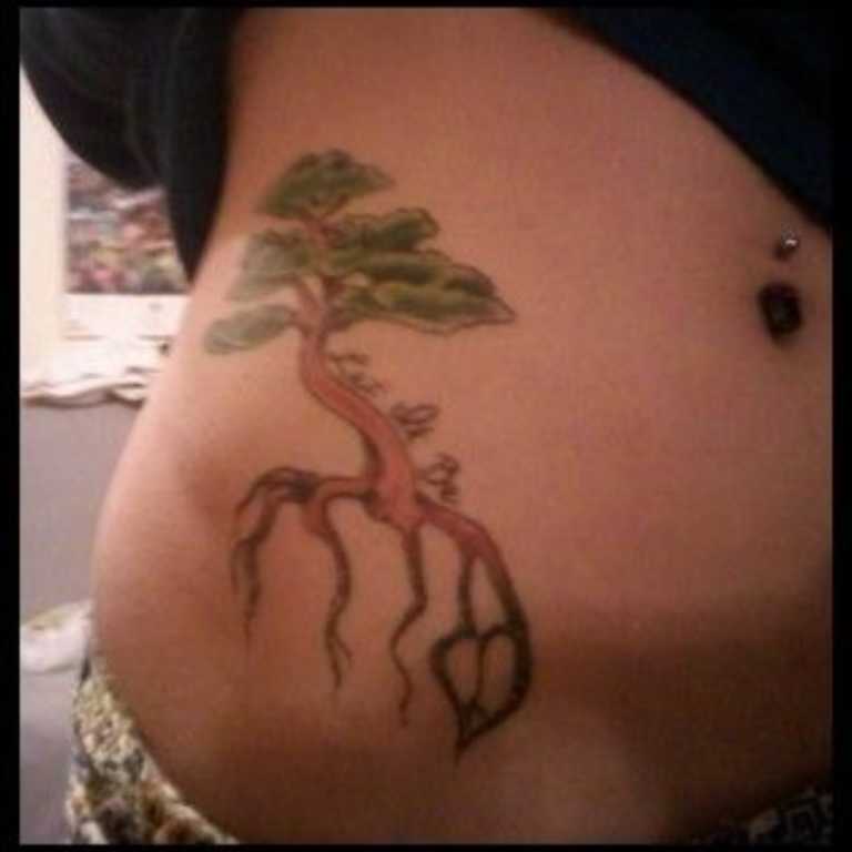 bonsai tree tattoo on side
