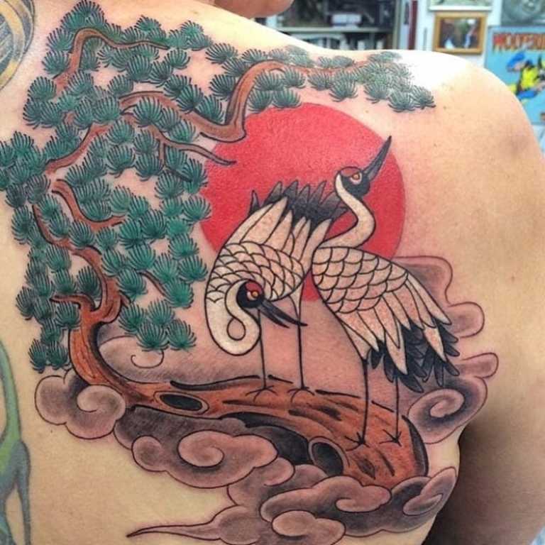 bonsai tree tattoo on back man