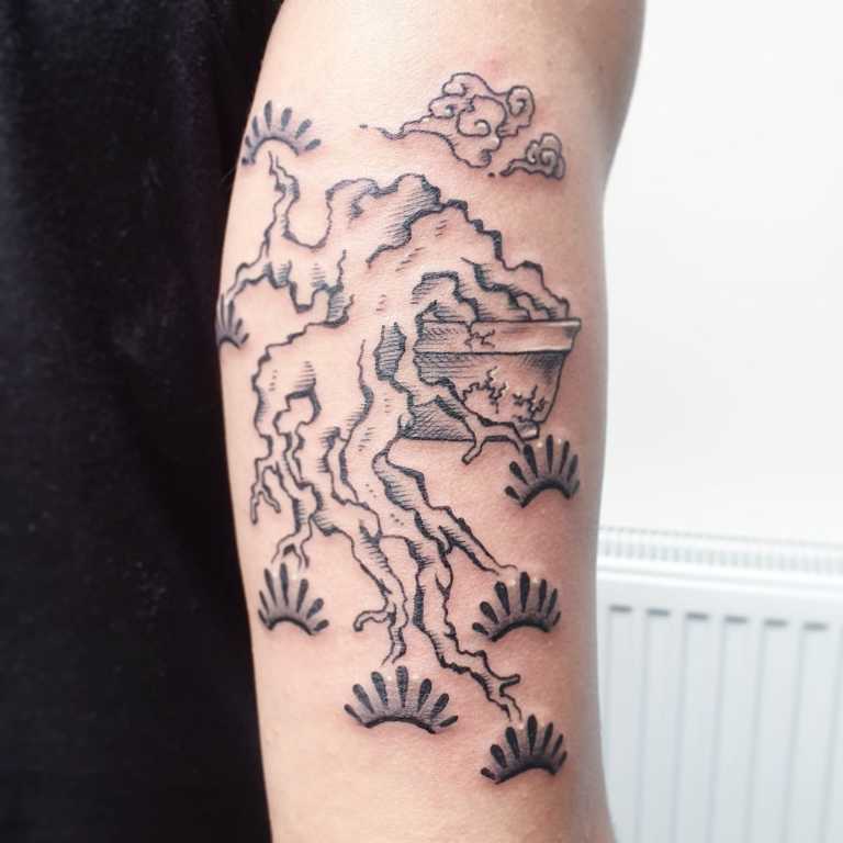 bonsai tree tattoo on arm