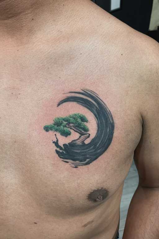 bonsai tree tattoo on chest