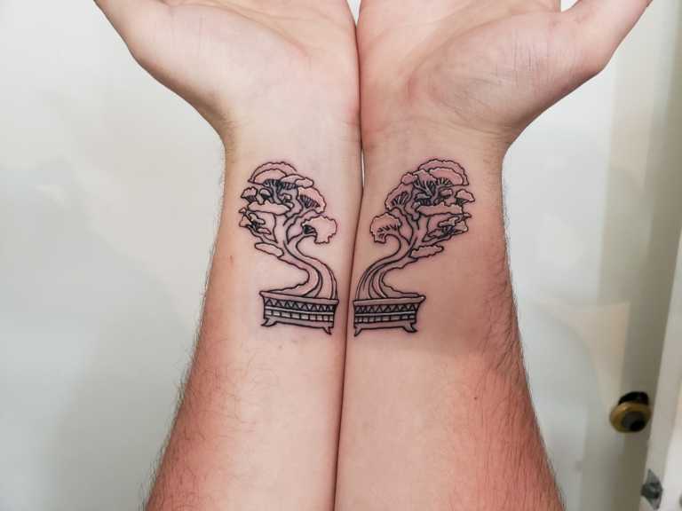 bonsai tree tattoo on forearm 