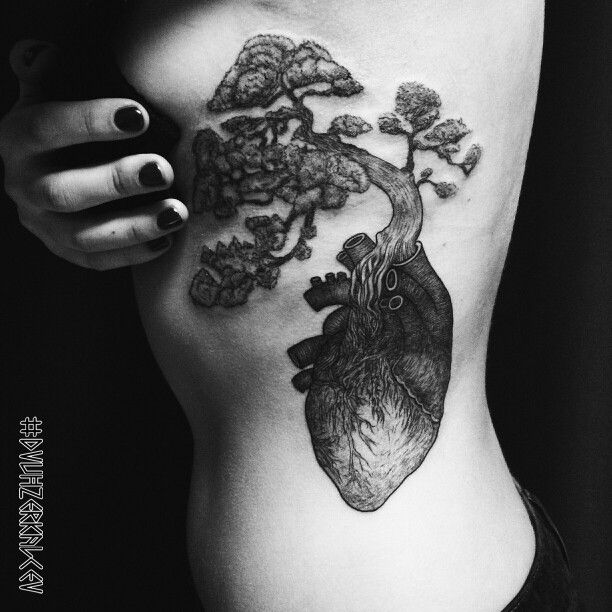 bonsai tree tattoo on side 