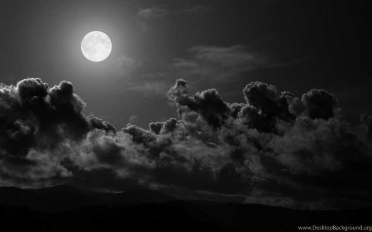 Cloudy night sky with moon
