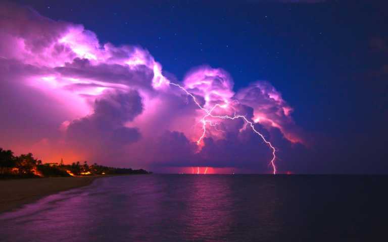 Cloudy night sky with thunder