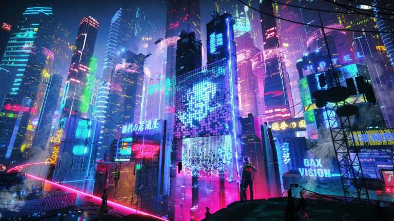 Neon city wallpaper