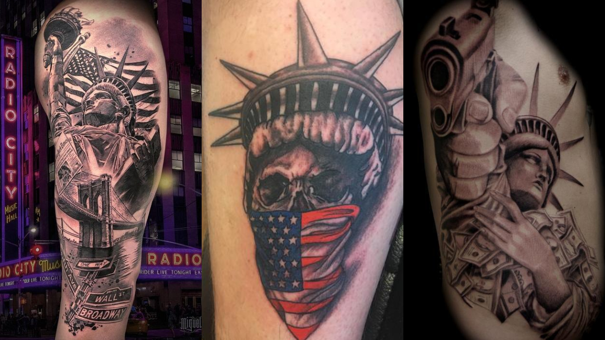 35 Unique Statue Of Liberty Tattoo With Cool Versions Designs For Men￼
