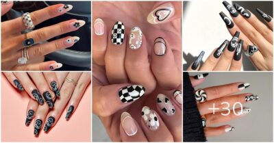The 30 Most Popular Black and White Nails Right Currently