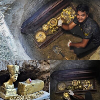 Using a metal detector, a man discovered a golden Buddha statue and a thousand-year-old treasure hidden 9 feet underground!