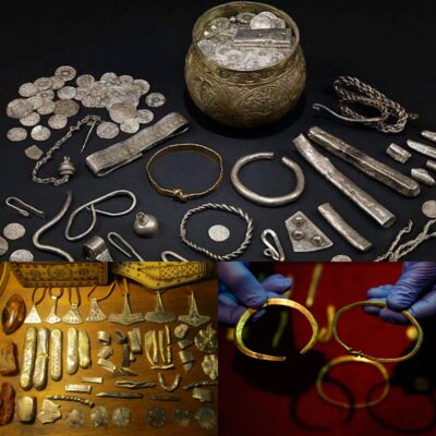 Using a metal detector to detect a lead metal box, a lucky man discovered a 1000-year-old Viking treasure