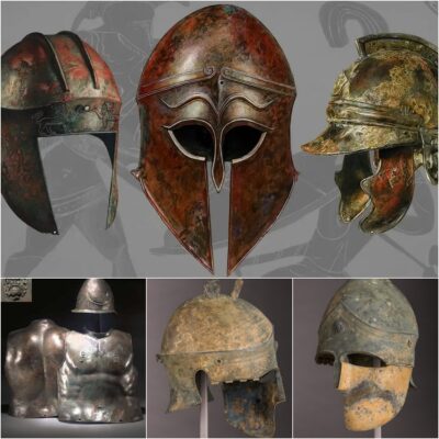 Impenetrable armor and ancient Roman helmet of the late 5th-4th centuries BC found in Vulci