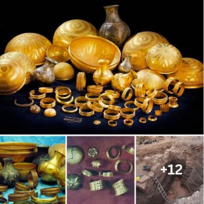 The most valuable treasure in the world with nearly 10 tons of artifacts dating back to about 1000 BC: It includes 59 objects made of gold, silver, iron and amber, including 11 bowls, 28 bracelets hand, 3 bottles and other small pieces.