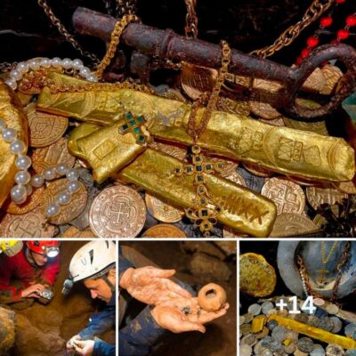 Cave exploration: Three lucky men discovered a 2,300-year-old treasure Gold coins bracelets and gold rings were found hidden in a narrow cavity among broken pottery shards in a cave filled with stalactites