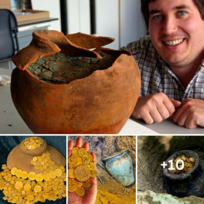 Lucky 30-year-old man dug up a buried 70-pound clay pot containing 10,000 Roman coins dating from 240 to 320 AD