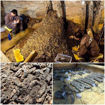 Two million coins weighing 10 tons were found in a 2,000-year-old tomb along with 10,000 other gold, bronze and iron items, bells, bamboo slips and tomb statues – which can now shed more light on the lives of the nobility clan since ancient times.