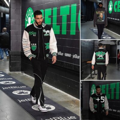 Jayson Tatum turns heads in a $448 Wildcat Varsity Jacket before dropping 30 points against the Utah Jazz